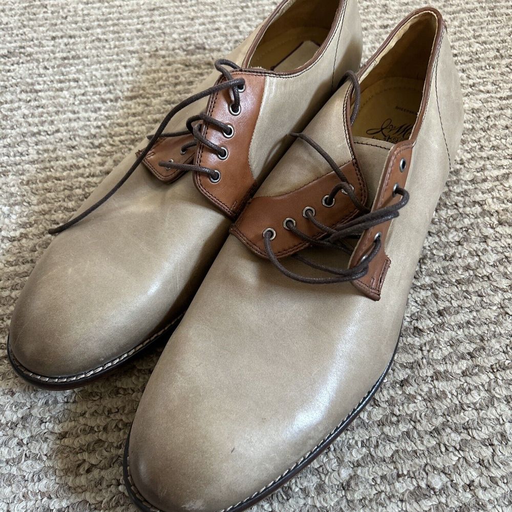 Johnston & Murphy 1850 Sheepskin Shoes Men’s 11m Beige Tan Brown EUC